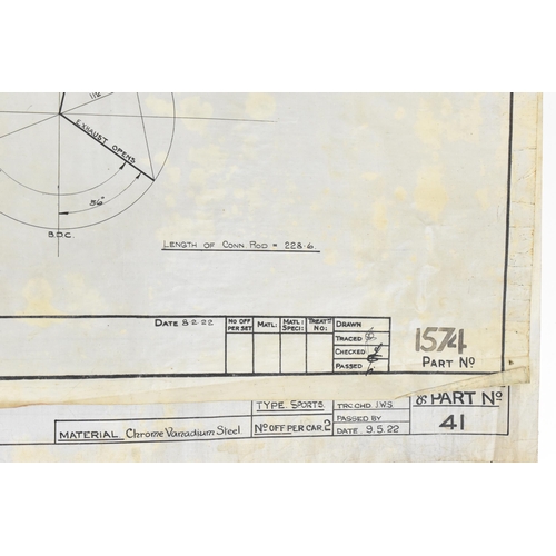 241 - Three early 20th century rolled car engineering drawings for Aston Martin, dated 1922, one with 'Ast... 