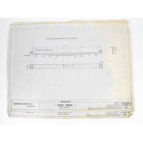 241 - Three early 20th century rolled car engineering drawings for Aston Martin, dated 1922, one with 'Ast... 