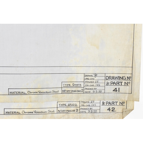 241 - Three early 20th century rolled car engineering drawings for Aston Martin, dated 1922, one with 'Ast... 