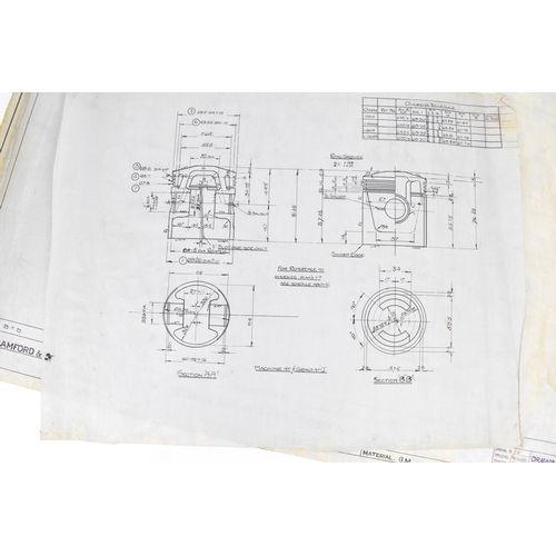 242 - Three early 20th century rolled car engineering drawings for Aston Martin, dated 1920 and 1922, two ... 