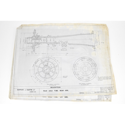 243 - Three early 20th century rolled car engineering drawings for Aston Martin, dated 1922 and 1923, read... 