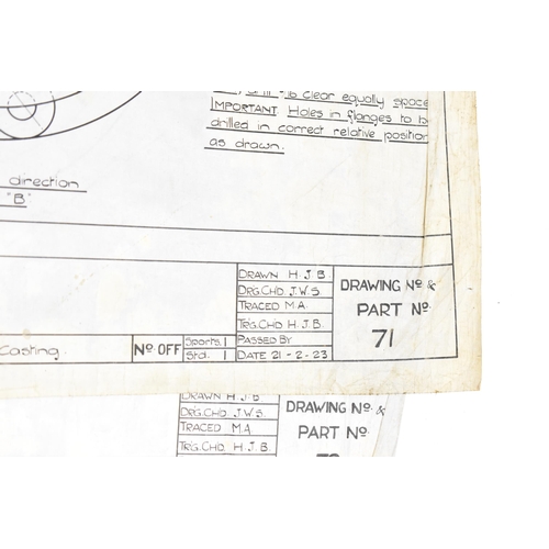 243 - Three early 20th century rolled car engineering drawings for Aston Martin, dated 1922 and 1923, read... 