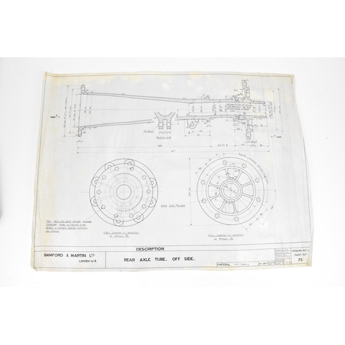 243 - Three early 20th century rolled car engineering drawings for Aston Martin, dated 1922 and 1923, read... 