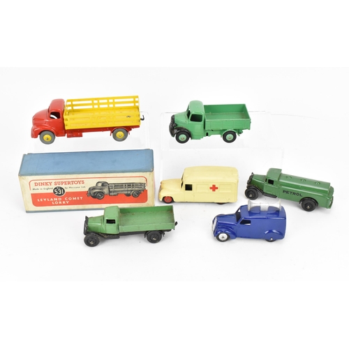 254 - A Dinky Supertoys 531 Leyland Comet Lorry, in yellow and red, in original cardboard box, together wi... 