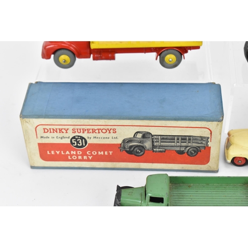 254 - A Dinky Supertoys 531 Leyland Comet Lorry, in yellow and red, in original cardboard box, together wi... 