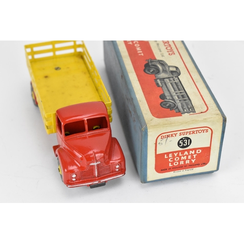 254 - A Dinky Supertoys 531 Leyland Comet Lorry, in yellow and red, in original cardboard box, together wi... 