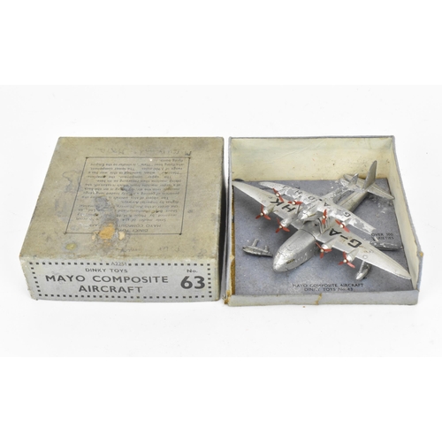 261 - A Dinky Pre-War 63 Mayo Composite Aircraft - finished in silver, red propellers, -G-A DHK and G-A DH... 