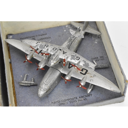 261 - A Dinky Pre-War 63 Mayo Composite Aircraft - finished in silver, red propellers, -G-A DHK and G-A DH... 