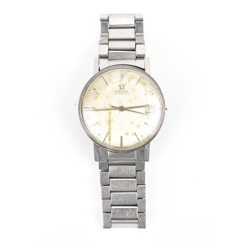 6 - An Omega, automatic, gents, stainless steel wristwatch, circa 1962, having a silvered dial, centre s... 
