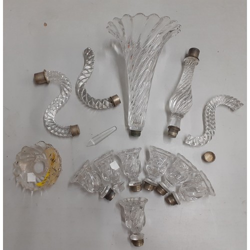 259 - A quantity of 20th Century glass epergne/chandelier replacement accessories originally used for a Ba... 