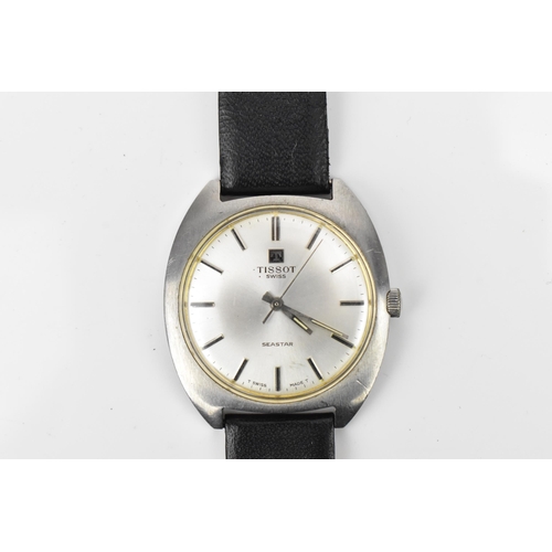 74 - A Tissot Seastar, manual wind, gents, stainless steel wristwatch, having a silvered dial, centre sec... 