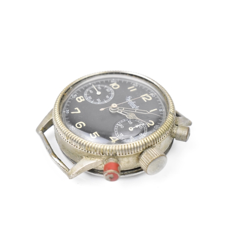 78 - A Hanhart, chronograph, military WW2 era, manual wind, gents, chromium plated pilots wristwatch, cir... 