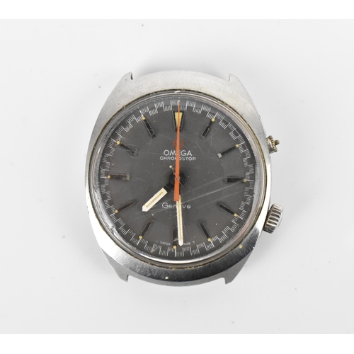 80 - An Omega Chronostop, manual wind, gents, stainless steel wristwatch, circa 1968, having a black dial... 