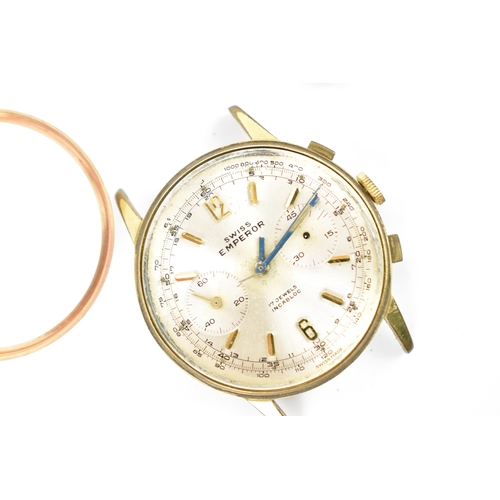 81 - Two mid 20th century, manual wind, gents chronograph wristwatches to include a stainless steel Mersm... 