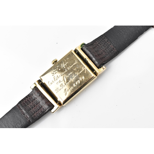 84 - An Omega, manual wind, gents, 14ct gold wristwatch, circa 1940s, having a silvered dial, subsidiary ... 