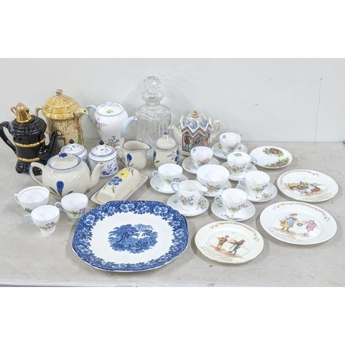 241 - A mixed lot to include cups and saucers by Shelley in wild flowers pattern, three Royal Doulton coll... 