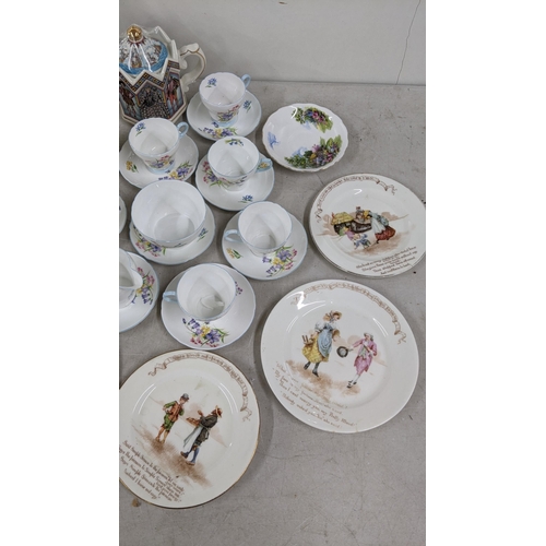 241 - A mixed lot to include cups and saucers by Shelley in wild flowers pattern, three Royal Doulton coll... 