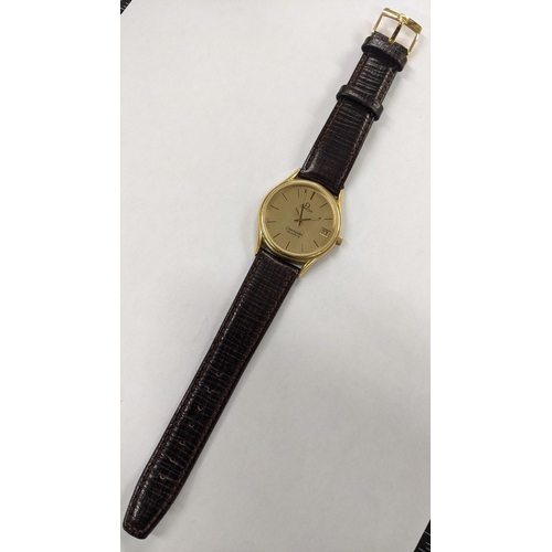 262 - An Omega Seamaster gents quartz gold plated wristwatch with original strap and buckle
Location:CAB1