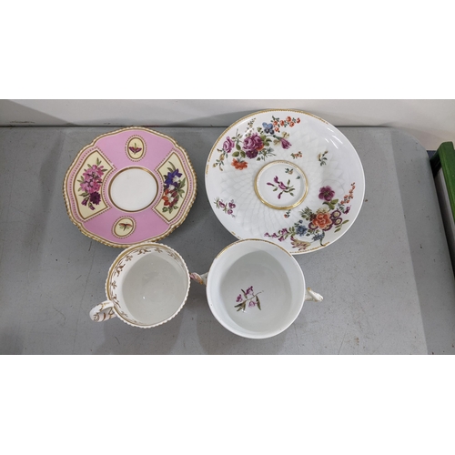 291 - A Hadley Worcester 19th century cabinet cup and saucer together with a continental Chelsea style cup... 