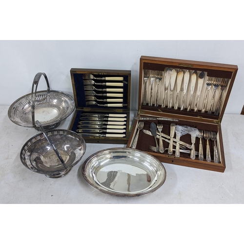 301 - Two canteens of silver plated cutlery to include a Mappin & Webb set of fish knives and forks, toget... 