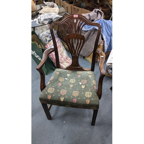 351 - A set of five late 19th/early 20th century mahogany and upholstered dining chairs and one carver
Loc... 