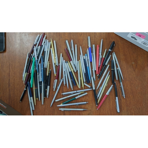 20 - Approx. 70 pens to include Parker, Sheaffer, Papermates, fountain pens, ballpoint and Rollerball Loc... 