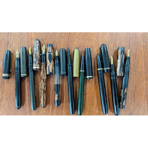 4 - Nine fountain pens to include Onoto, Swan Mabie Todd, Wearever and more, all pens with 14ct nibs, to... 