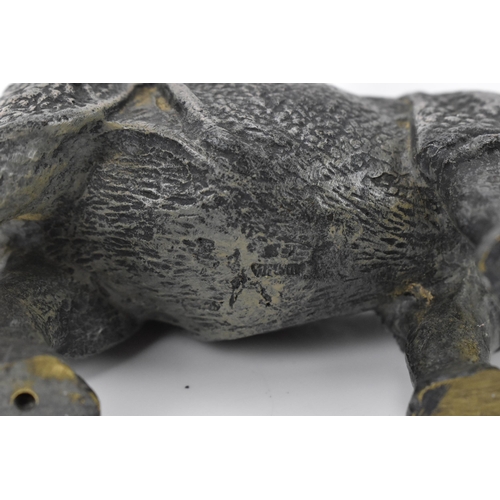 269 - An Austrian cold-painted bronze model of a rhino, naturalistically modelled with textured effect, 12... 