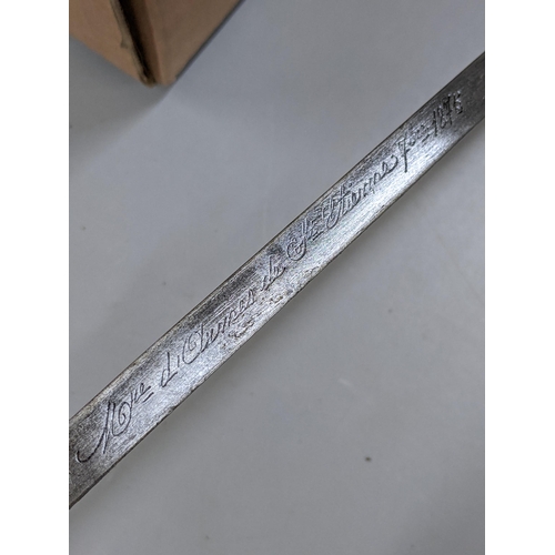 275 - A 19th century French 'Gras' bayonet having 52cm triangular blade, signed to back and dated 1875, to... 