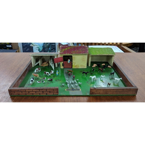 279 - An Amersham toys farmyard to include sheep, horses, pigs, cows and a duck
Location:R2.4