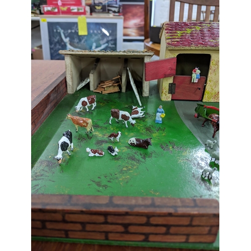 279 - An Amersham toys farmyard to include sheep, horses, pigs, cows and a duck
Location:R2.4