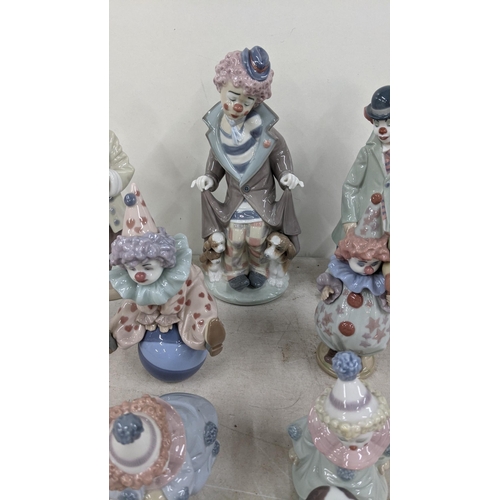 334 - A group of seven Lladro figurines to include '5901 surprise' 5811 Littlest clown and others
Location... 