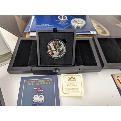 129 - A collection of Silver Proof commemorative coins to include Royal Australia Mint 2017 Royal 70th Wed... 