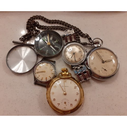 70 - A quantity of costume jewellery and vintage watches and pocket watches to include an amber effect ne... 