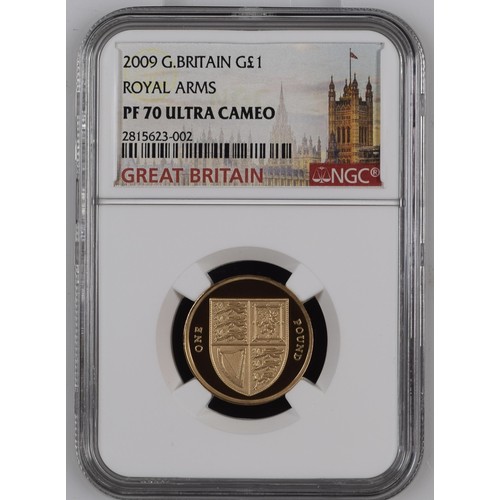 127A - United Kingdom - Elizabeth II (1952-2022), 2009 'Royal Shield of Arms' 22ct £1 / One Pound Coin, NGC... 