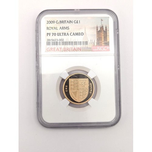 127A - United Kingdom - Elizabeth II (1952-2022), 2009 'Royal Shield of Arms' 22ct £1 / One Pound Coin, NGC... 