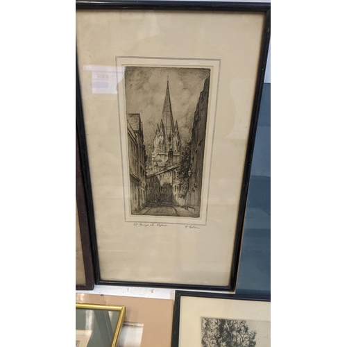 342 - Prints and engravings to include views of buildings, churches, street scenes, portraits and others L... 