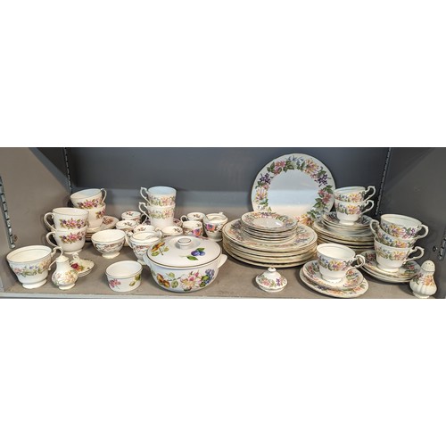 496 - A collection of mixed china cups, saucers, plates and others to include Minton Donovan Bird pattern,... 