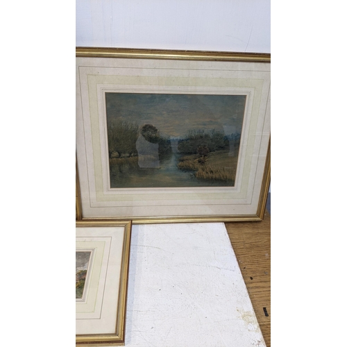 337 - Watercolours to include a coastal scene, a river scene and an Edwardian portrait Location:LWM