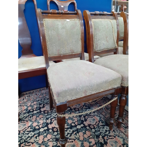 361 - A set of 6 Victorian walnut dining chairs together with two early 20th century high backed mahogany ... 