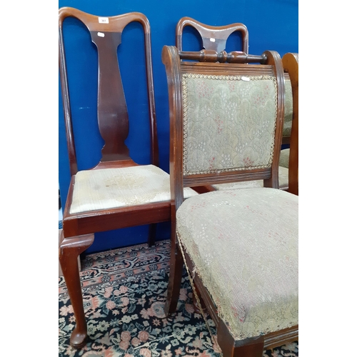 361 - A set of 6 Victorian walnut dining chairs together with two early 20th century high backed mahogany ... 