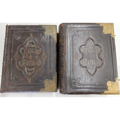 371 - Books-Two antiquarian family bibles with ornate gilt bracket corners, one dated 1878 with Matthew He... 