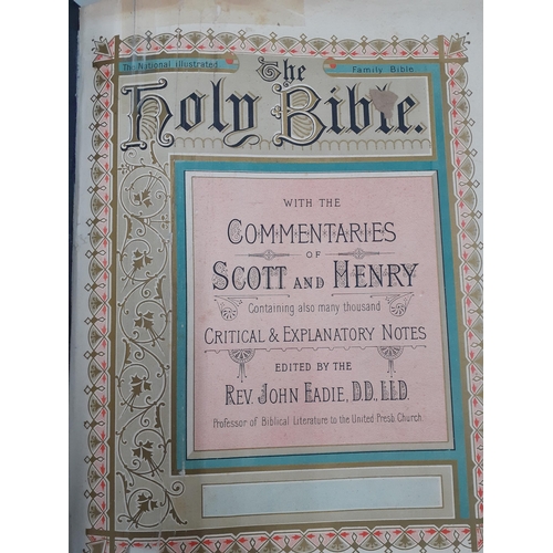 371 - Books-Two antiquarian family bibles with ornate gilt bracket corners, one dated 1878 with Matthew He... 