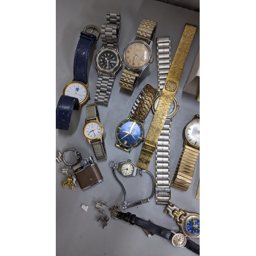 374 - Watches and cigarette lighters to include Limit, Timex, Tissot, Swissam, Ronson, Poppy and Zenith
Lo... 