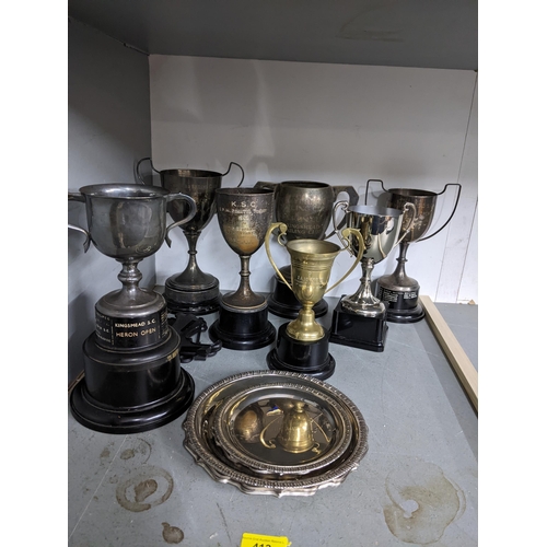 468 - A silver sailing trophy for the Kingsmead Sailing Club Heron Open, the twin handled cup mounted on a... 