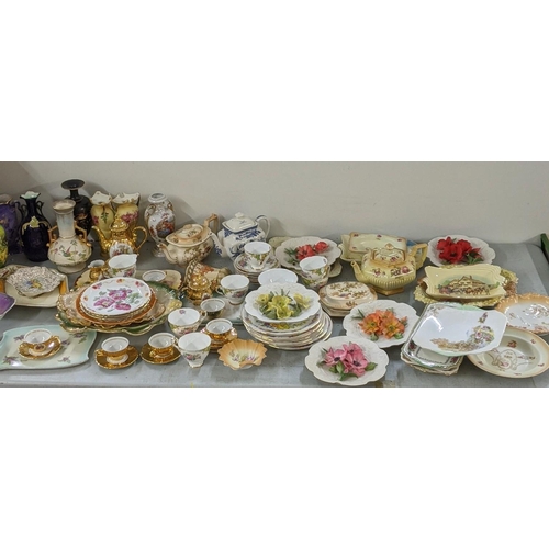 471 - A mixed lot of ceramics to include Carlton ware vase, Victorian Ribbon plates, Crown Ducal wall pock... 