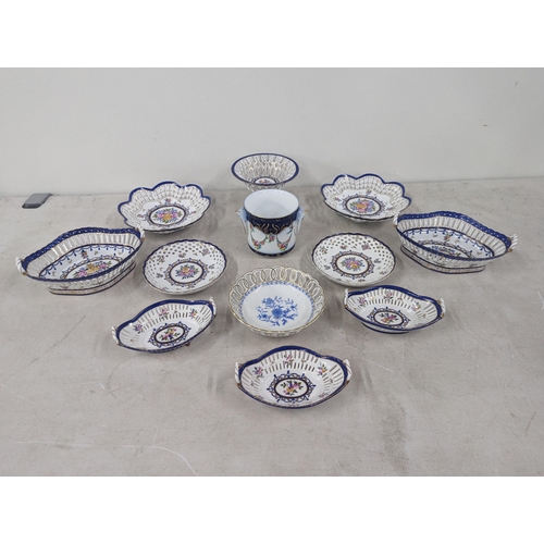 475 - A collection of Dela Reine hand painted ceramics to include twin handles baskets, a centre piece and... 