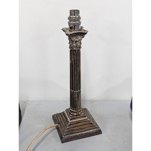 488 - A vintage silver plated lamp in the form of a Corinthian column A/F
Location: 9.1