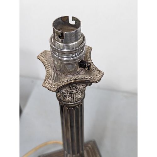 488 - A vintage silver plated lamp in the form of a Corinthian column A/F
Location: 9.1