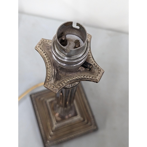 488 - A vintage silver plated lamp in the form of a Corinthian column A/F
Location: 9.1